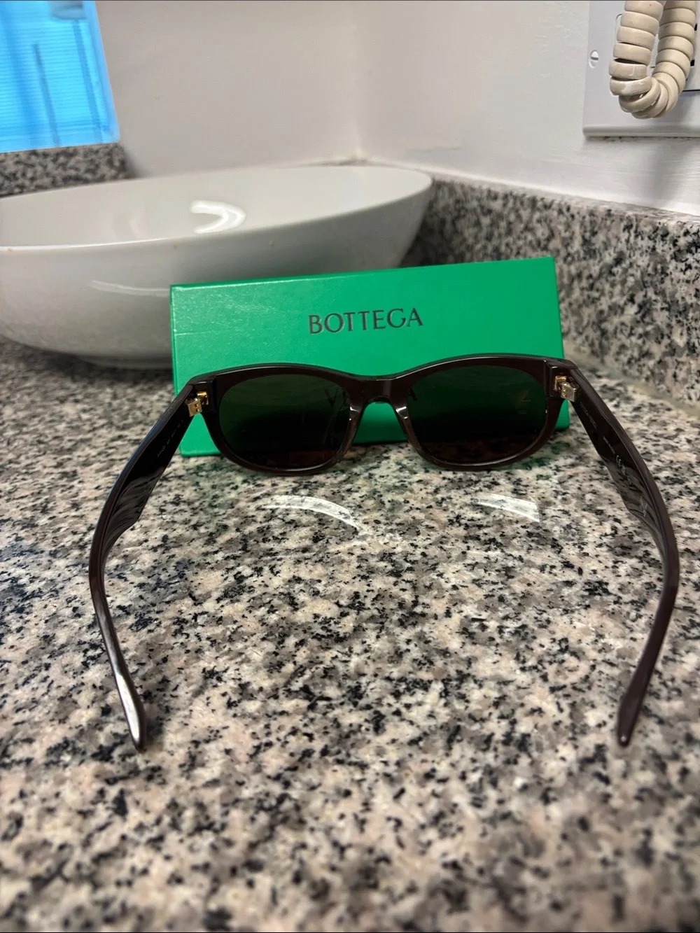 Bottega Veneta Brown Rectangular Sunglasses